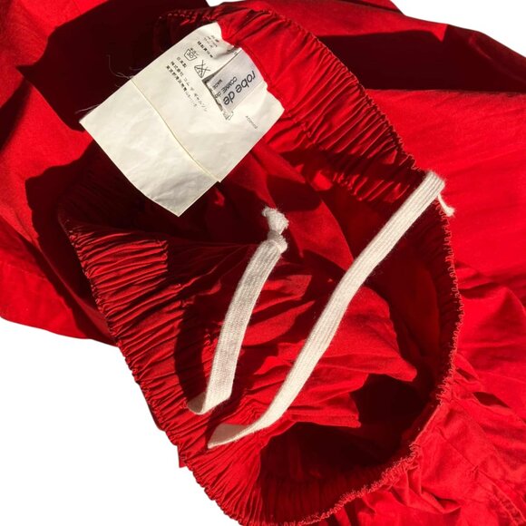 Comme Des Garcons robe de chambre Red Cotton Drawstring Skirt Size M L - Picture 4 of 11